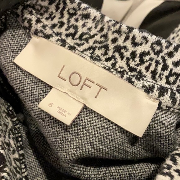 Black and white animal print jacquard short sleeve dress Loft - Picture 2 of 3